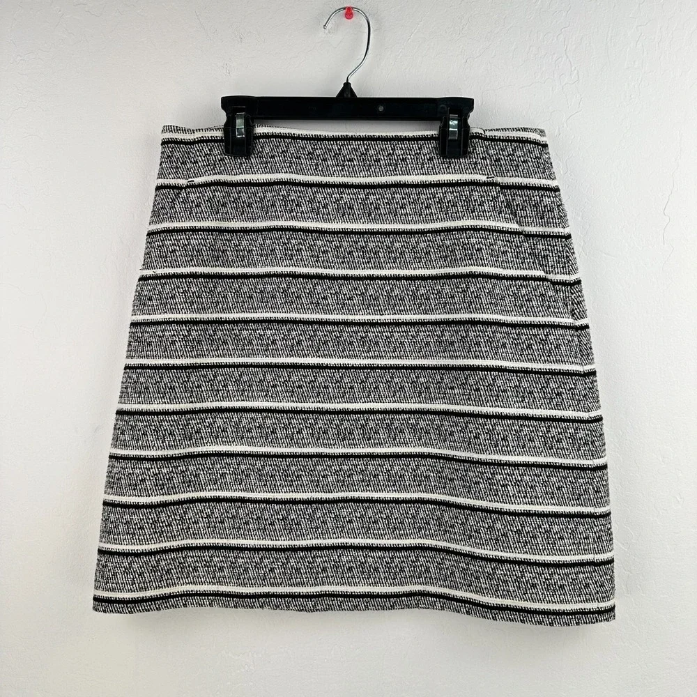 Ann Taylor Tweed‎ Mini Skirt Womens 6 Black White Pencil Office Work Church